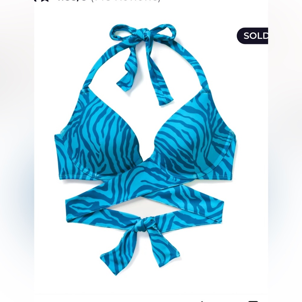 NWT Adore Me  Women's Rimini Push Up Bikini Top  Blue Print‎ Size 36c